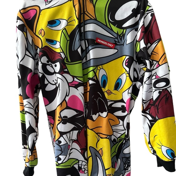 Women’s Looney Tunes Multi-Colored Activewear Pullover Fleece Hoodie, Size L. - Picture 2 of 14
